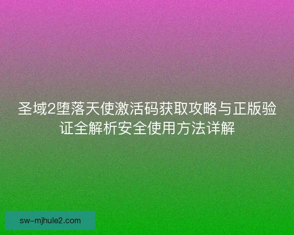 圣域2堕落天使激活码获取攻略与正版验证全解析安全使用方法详解
